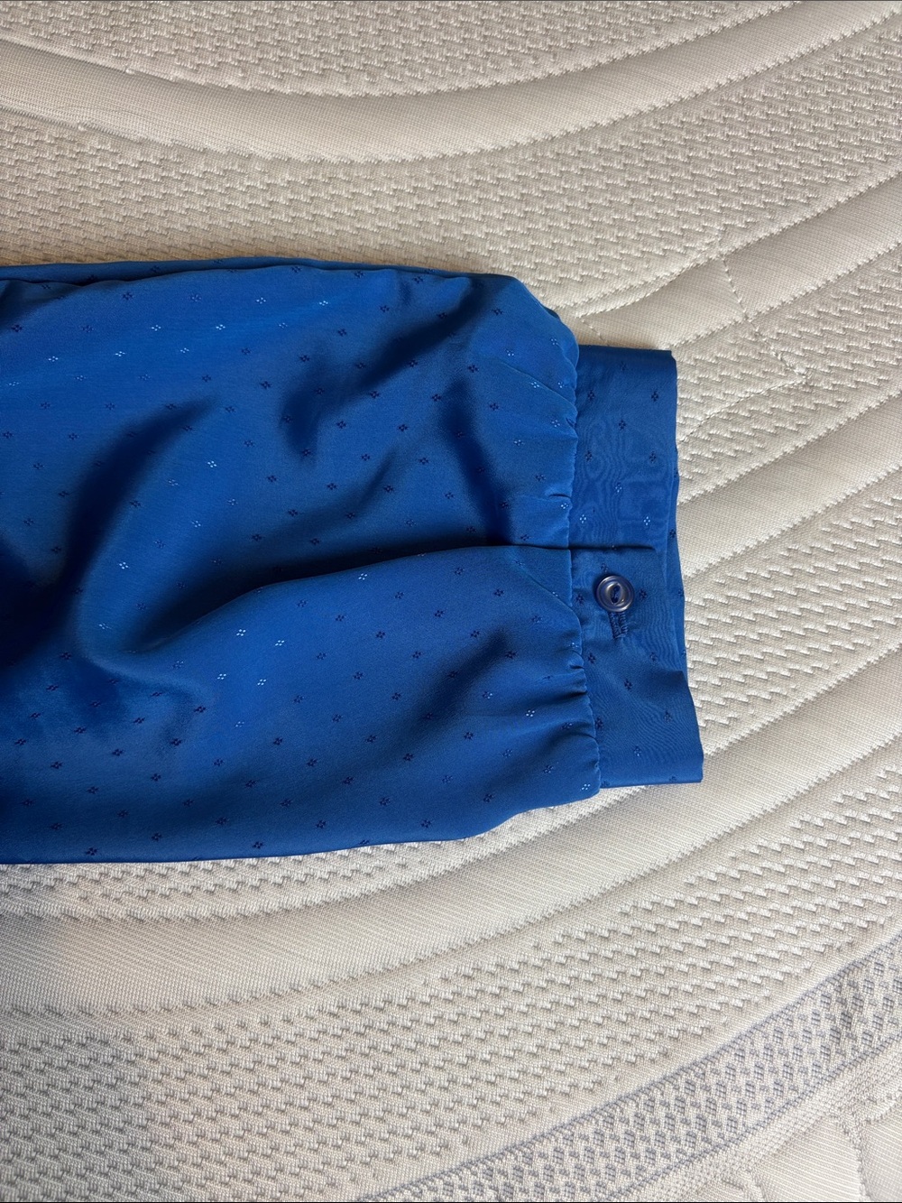 Vintage royal blue midi dress features a distinctive cowl neck and a tie waist - Picture 7 of 7
